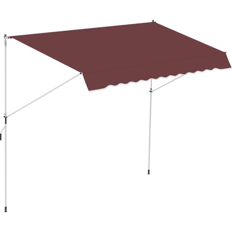 Outsunny manuelle, einziehbare Markise 3 m x 1,5 m (L x B), Teleskopdach, kein Bohren erforderlich, Neigung und Höhe verstellbar, schnelle Montage, Aluminium, UV-beständiges Polyester, Burgunderrot