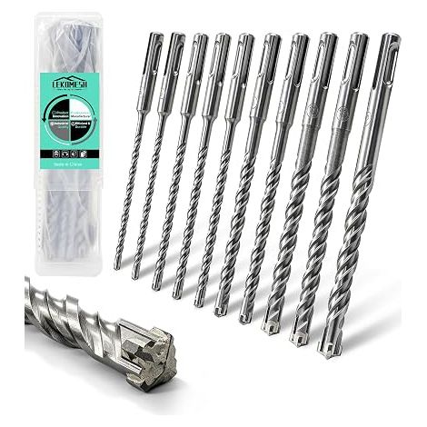 SDS Plus Concrete Drill Bits (Ø 5-12 x 160 mm) Cross Cutting Drill Bits for Reinforced Concrete, Stone, Brick Storage Box (1/5)