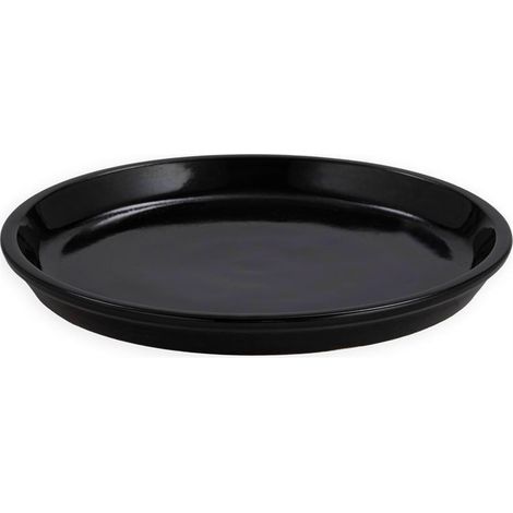Soucoupe en grès noir pour cache pot - Noir (1/3)