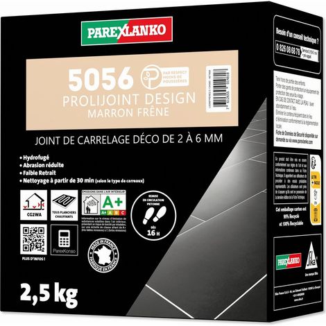 Parexlanko – Joint de carrelage 2,5 kg – Mortier hydrofuge pour joints 2 à 6 mm – Finition durable et résistante – Compatible sols et murs intérieurs/extérieurs (1/5)