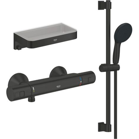 Mitigeur douche thermostatique GROHE Precision Start + Ensemblede douche avec barre 2 jets + Panier douche