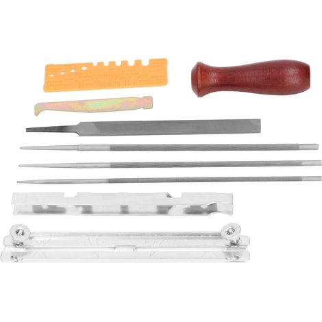 Lot de 10 outils affuteur lime tronçonneuse acier carbone manche bois jardin atelier bricolage (1/5)