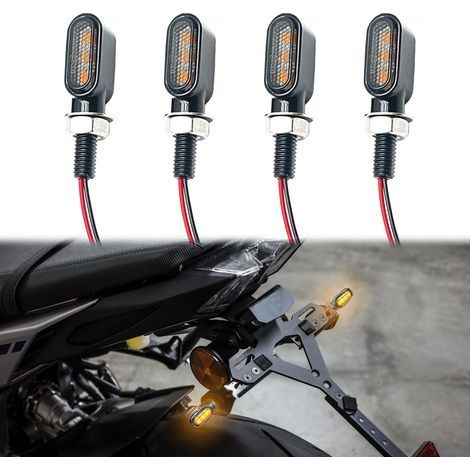 4 Pièces Mini Clignotant LED Adapté Aux Motos, Indicateurs de Moto LED,Mini Clignotant Moto led, Étanche, de Freinage 12V pour Moto (1/4)