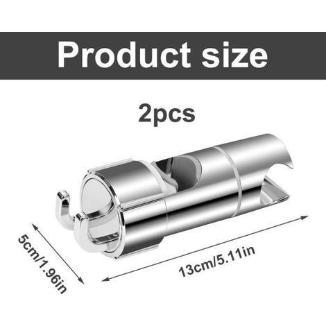 Lot de 2 supports de douchette universels pour pomme de douche (2 pièces, barre de douche sans perçage pour barre de douche de 1 (1/5)