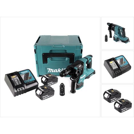 Martillo perforador sin cable Makita DHR 281 RTJ 28 mm en Makpac con 2x batería 18 V- 5 Ah/5000 mAh y cargador (1/5)