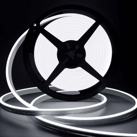Striscia LED da 10 m, 12 V 6000 K, luce LED bianca neon, impermeabile IP65, ritagliabile, flessibile, in silicone, luce neon per camera da letto, cucina, decorazione (1/5)