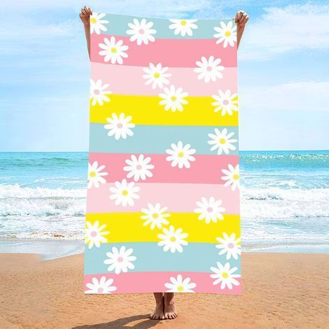 Serviette de plage, serviette de plage en fibres ultra-fines et absorbantes, serviette imprimée, tapis de plage (1/5)