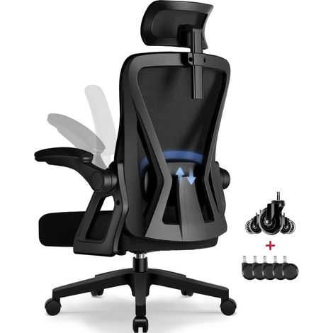 Ergonomischer Bürostuhl mit Wippfunktion, Kopfstütze, Armlehnen - belastbar (1/5)