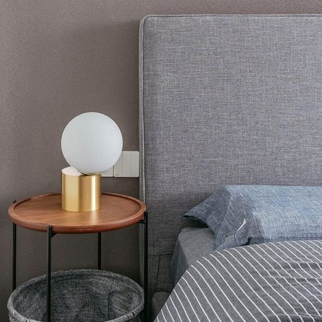 Lampe de Table Moderne en Forme de Globe Doré, Lampe de Bureau Vintage avec Base en Métal pour Abat-Jour en Verre, Lampe de Chevet LED pour Chambre à Coucher, Salon, 8,2 X 11,8 Pouces (1/5)