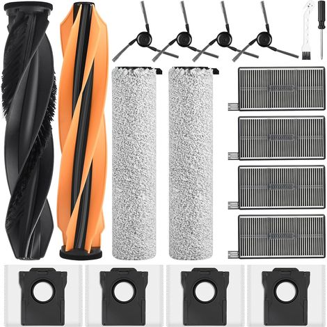 18 Stück Zubehör für Dreame Aqua10 Ultra Roller Complete Saugroboter, Ersatzteil mit 4 Staubbeutel 4 Seitenbürsten 4 Filter 2 Wischwalze 2 Hauptbürste 1 Reinigungsbürste 1 Schraubendreher (1/5)