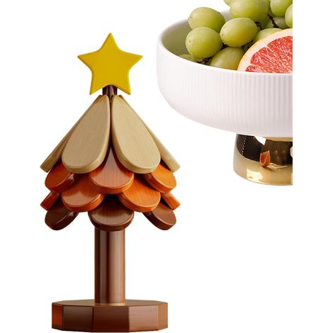 Dessous de plat en bois, forme sapin, isolant thermique (1/5)