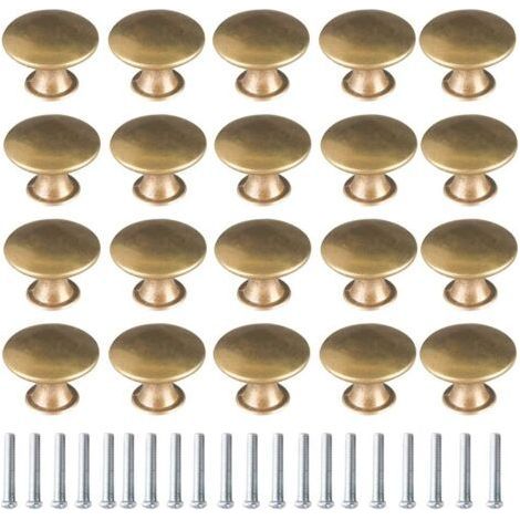 Lot de 20 boutons de meuble en laiton – Finition bronze jaune – Taille 30x21 mm – Pour armoires et tiroirs – Installation simple (1/5)