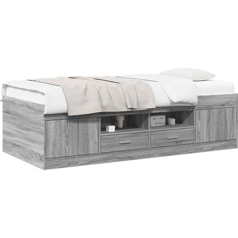 Bed Frame with Storage Grey Sonoma 80 x 200 cm Engineered Wood vidaXL