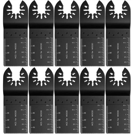 Juego de 10 hojas de sierra de acero de alto carbono de 34 mm para herramientas eléctricas y cortadoras multifunción. (1/4)