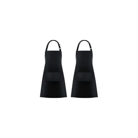 Set mit 2 Lätzchen mit je 2 Taschen, Küchenschürzen für Damen und Herren, schwarz - Crezuo