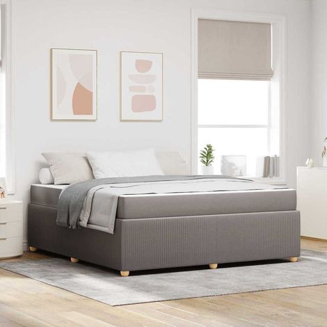Bettrahmen mit Matratze Taupe 180 x 200 cm Stoff