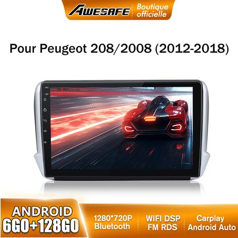AWESAFE Autoradio Android 13 pour 208/2008 (6Go+128Go) 9'' Écran Carplay Android Auto GPS Bluetooth WiFi FM RDS SWC (1/5)