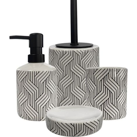 Set salle de bain graphique 4 pièces céramique (1/5)