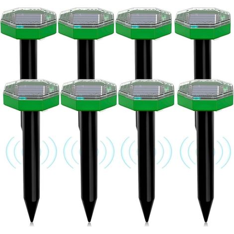 Bardusch-Répulsif solaire à ultrasons pour souris, lot de 8, répulsif solaire d'extérieur pour repousser les taupes et autres rongeurs des jardins et des pelouses