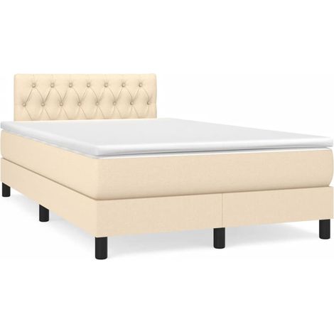 Boxspringbett mit Matratze & LED Creme 120x190 cm Stoff