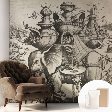 Papier peint intissé pour salon chambre à coucher peint imprimé pour mur - Colle incluse gratuite Bataille grotesque 250x250 cm (1/5)