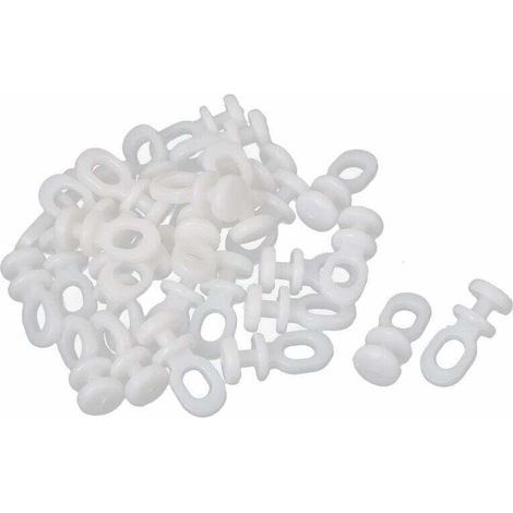 30 Glisseurs de Rail pour RideauxRoulettes, Crochets et Poulies CoulissantesPour Fenêtres, Voilages et Rouleaux en Plastique22mm x 10mmBlanc (1/2)