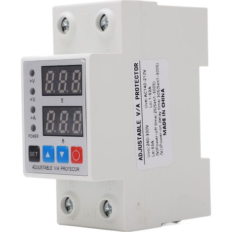 Dispositif de protection contre les surtensions et les sous-tensions, relais de tension numérique à double affichage réglable sur rail DIN 240-300 V (1/5)