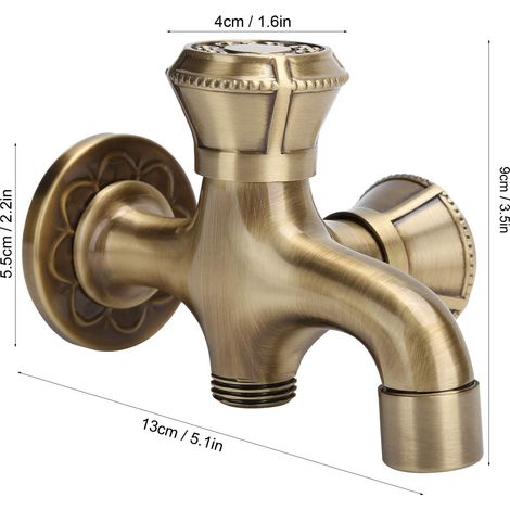 Robinet mural laiton ancien G1/2 – Pour machine à laver, jardin ou lavabo – Style rétro robuste