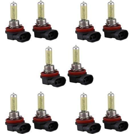 Convient pour 10 ampoules de phares et de feux antibrouillard automobiles H11 3000K à lumière jaune ultra-élevée de 55 W et 12 V (1/4)