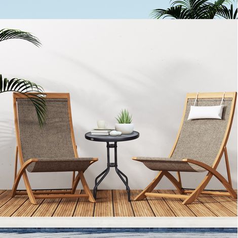 Table de jardin ronde Ø60x70 cm en métal noir avec plateau en verre sécurit, pour balcon – MEUBLIV (1/5)