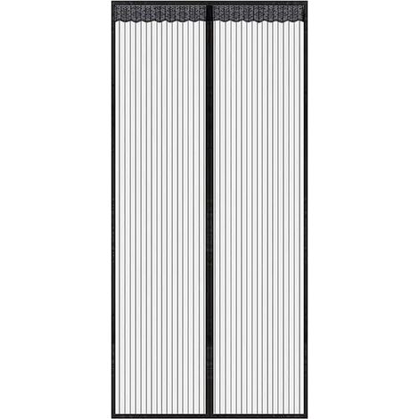 Rideau anti-insectes pour porte avec fermeture magnétique, moustiquaire noire 120x210 cm, sans pesticides, confortable et pratique, protège contre les nuisibles. (1/5)