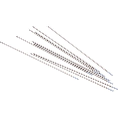 10 électrodes en tungstène WC20 de 2 mm de diamètre pour le soudage de tôles minces en acier inoxydable, de couleur grise. (1/5)