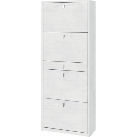 Zapatera de 4 puertas y 1 cajón 63L x 29P x h164 – Acabado Blanco Mate – Sarmog (1/3)