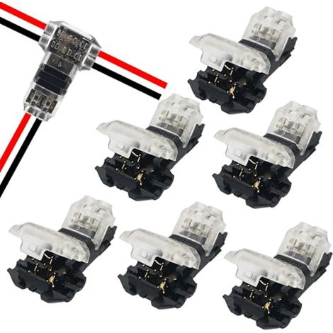 T TAP 2 Connecteurs de Fil électrique 2 Voies 2 sans Soudures sans Dénudage pour Branchement de Mi-portée 20-22 AWG Fil à Noyau Fil Multiconducteur Ligne Flexible (1/5)
