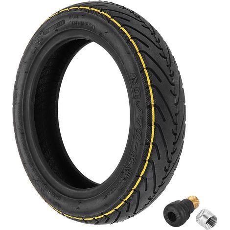 Pneus tubeless Yuanxing 60/70-6.5 de 10 pouces + valve tubeless à soufflet droit pour trottinettes et draisiennes avec pneus tubeless épaissis (1/4)
