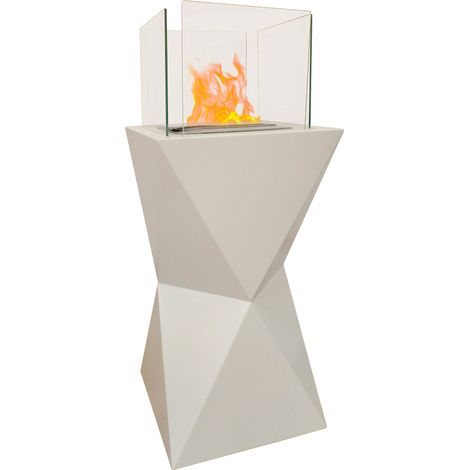Camino a Bioetanolo da Pavimento 45x45x110 cm Diamond Bianco (1/5)