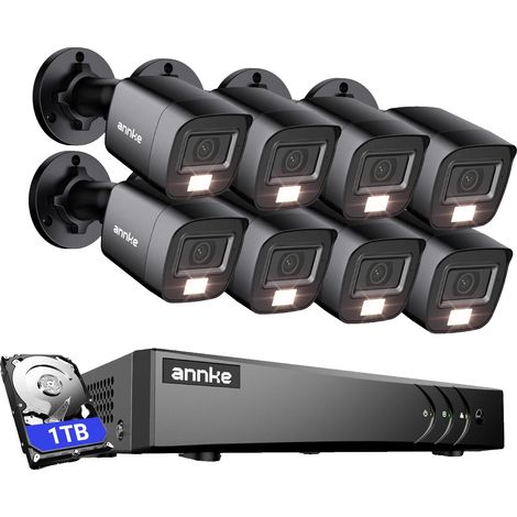 Système de Caméra de Sécurité, Détection IA, Vision Nocturne Couleur, 8Pcs 1To (1/2)