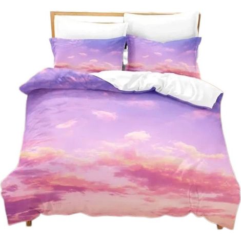 Housse de couette imprimée en 3D, motifs nuages colorés, microfibre, taille Queen, 260 x 220 cm (1/4)