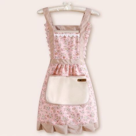 Tablier sans manches Princesse - Respirant et facile à nettoyer, tablier en coton rose pour la maison (1/3)