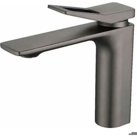 Robinet de lavabo, robinet de salle de bain gris, acier inoxydable brossé 304, robinet de lavabo anticalcaire (1/5)