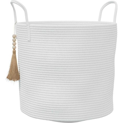 Panier de rangement blanc Ø40x35 cm coton