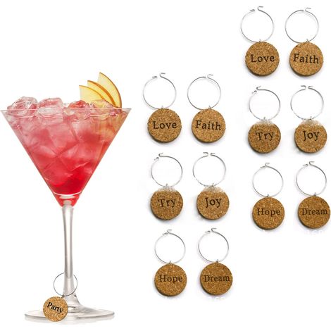 Charms Pour Verres À Vin - En Liège Naturel - Pour Verres À Pied - Diamètre 2,5 cm - Épaisseur 0,5 cm - Lot De 12 (1/5)