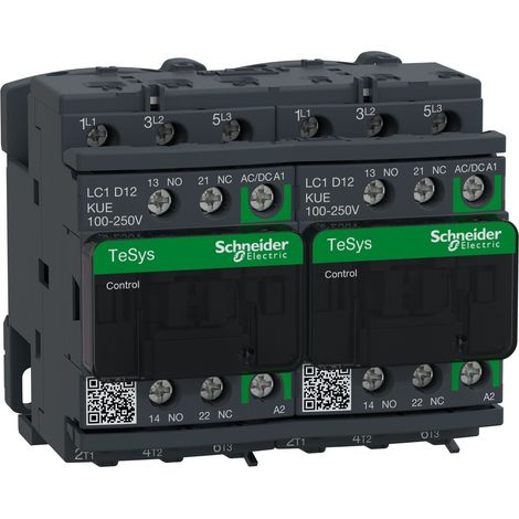 Lc2d12kue Schneider - Contacteur Inverseur Tripolaire - 3no - 12a - Bobine 100-250vca - Vis