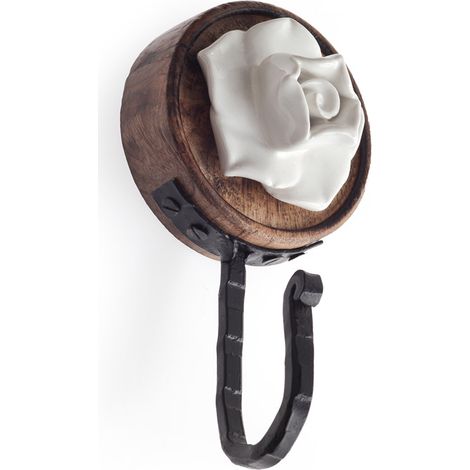 Colgador de pared clásico atornillable con acabado blanco. Dimensiones: 71x56x144 mm -