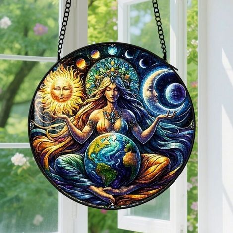 Capteur de Soleil en Vitrail Décoration Spirituelle pour Maison 20cm (1/4)