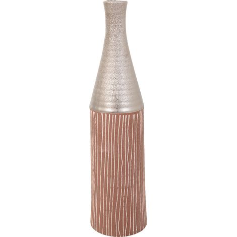Jarrón de cerámica plateado 13,5x13,5x53