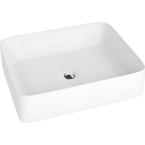 Vasque à poser LAVITA Vasque à poser élégante et compacteProduit en porcelaine de haute qualité rectangulaire 51,5x41x14 cm  Blanc brillant