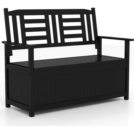 185L Banc Coffre de Jardin en Bois Massif Rangement et Assise 2 Places avec Dossier pour Terrasse Extérieur (1/2)