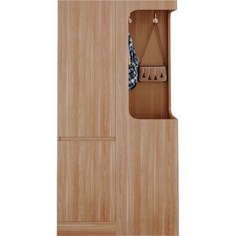 ELVMI Armadio con 1 Porta, 4 Cassetti e Vano Appendiabiti Aperto per Camera, in Legno, 70×40×170 cm, Legno Naturale (1/5)