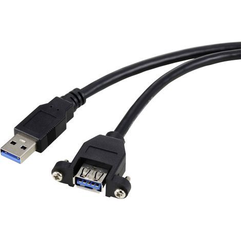 Renkforce Câble USB USB 3.0 USB-A mâle, USB-A femelle 1.00 m noir pour encastrement, vissable RF-5720388 C879012 (1/2)